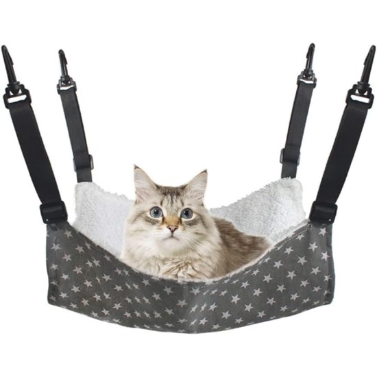 DONGKER Cat Hammock, Pet Hanging Bed Hanging Bed, Cat Hammock with Fluffy and Soft Fur for Cats, Ferrets, Rats, Rabbits, Small Animals DONGKER Cat Hammock, Pet Hanging Bed Hanging Bed, Cat Hammock with Fluffy and Soft Fur for Cats, Ferrets, Rats, Rabbits, Small Animals
