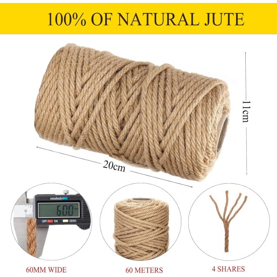 DXRPO 60 m Sisal Rope for Scratching Post 6 mm, Sisal Rope Natural Sisal Rope for Cats, Scratching Rope, Cat Accessories, Household, Garden, DIY, Decoration DXRPO 60 m Sisal Rope for Scratching Post 6 mm, Sisal Rope Natural Sisal Rope for Cats, Scratching Rope, Cat Accessories, Household, Garden, DIY, Decoration