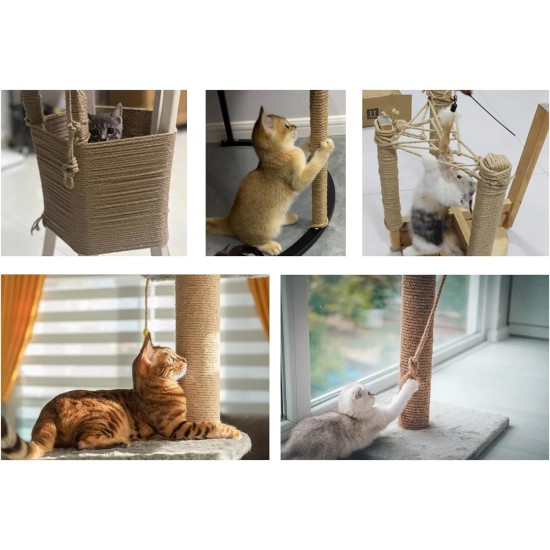 DXRPO 60 m Sisal Rope for Scratching Post 6 mm, Sisal Rope Natural Sisal Rope for Cats, Scratching Rope, Cat Accessories, Household, Garden, DIY, Decoration DXRPO 60 m Sisal Rope for Scratching Post 6 mm, Sisal Rope Natural Sisal Rope for Cats, Scratching Rope, Cat Accessories, Household, Garden, DIY, Decoration
