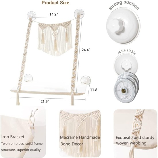 Dahey Cat Window Pole, Macrame Cat Hammock, Boho Wall Mounted, Pet Rest Seat, Bed for Indoor Cats, Space Saver, Cat Sunny Swing, Shelf on Window, Safety, Holds Up To Dahey Cat Window Pole, Macrame Cat Hammock, Boho Wall Mounted, Pet Rest Seat, Bed for Indoor Cats, Space Saver, Cat Sunny Swing, Shelf on Window, Safety, Holds Up To