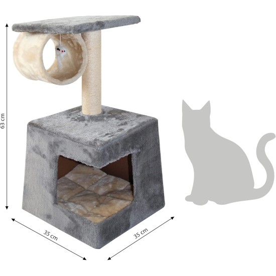 Dehner Corner Cat Scratching Post 63 x 35 x 35 cm Plush Sisal Dark Grey Dehner Corner Cat Scratching Post 63 x 35 x 35 cm Plush Sisal Dark Grey