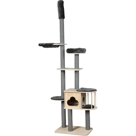 Dehner Lieblinge Bombay Cat Tree Height Adjustable Climbing Tree for Cats Approx. 68 x 234-259 x 48 cm Plush / Chipboard / Paper Brown / Grey Dehner Lieblinge Bombay Cat Tree Height Adjustable Climbing Tree for Cats Approx. 68 x 234-259 x 48 cm Plush / Chipboard / Paper Brown / Grey
