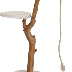 Dehner Nero Premium Cat Scratching Post Approx. 109 x 50 x 40 cm, wood/plush, brown/white Dehner Nero Premium Cat Scratching Post Approx. 109 x 50 x 40 cm, wood/plush, brown/white