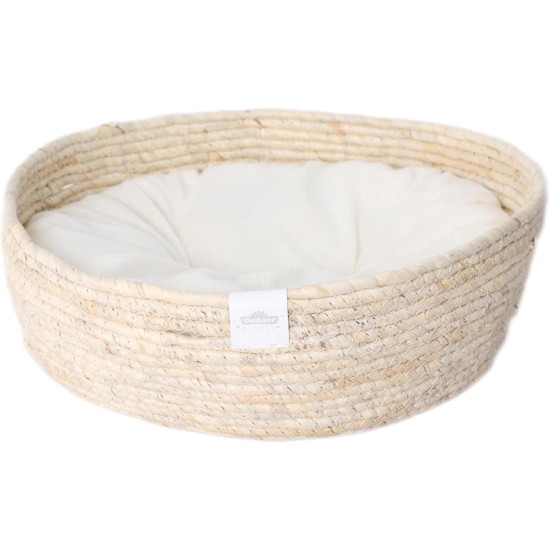 Dehner Premium Lovely Cuddly Bed Good Sleep Diameter 38 cm Height 13 cm Natural Material / Plush White / Beige Dehner Premium Lovely Cuddly Bed Good Sleep Diameter 38 cm Height 13 cm Natural Material / Plush White / Beige