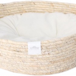 Dehner Premium Lovely Cuddly Bed Good Sleep Diameter 38 cm Height 13 cm Natural Material / Plush White / Beige Dehner Premium Lovely Cuddly Bed Good Sleep Diameter 38 cm Height 13 cm Natural Material / Plush White / Beige