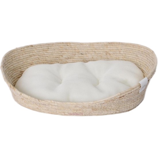 Dehner Premium Lovely Deep Sleep Cuddly Bed, 58 x 48 x 18 cm, Natural Material/Plush, White/Beige Dehner Premium Lovely Deep Sleep Cuddly Bed, 58 x 48 x 18 cm, Natural Material/Plush, White/Beige