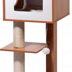 Designer cat furniture with cave and play ball, scratching post and bed Designer cat furniture with cave and play ball, scratching post and bed