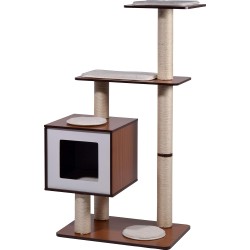 Designer cat furniture with cave and play ball, scratching post and bed Designer cat furniture with cave and play ball, scratching post and bed