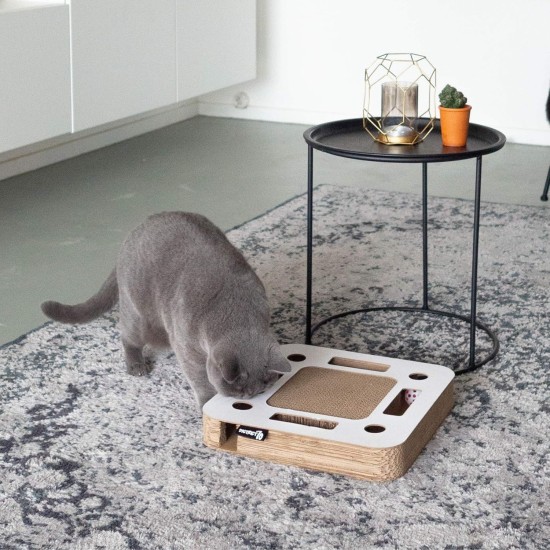 District 70 SPY - Interactive Cat Toy for Cats Made of Corrugated Cardboard with Marble Track - 35 x 35 x 6 cm (One Size) - Black District 70 SPY - Interactive Cat Toy for Cats Made of Corrugated Cardboard with Marble Track - 35 x 35 x 6 cm (One Size) - Black