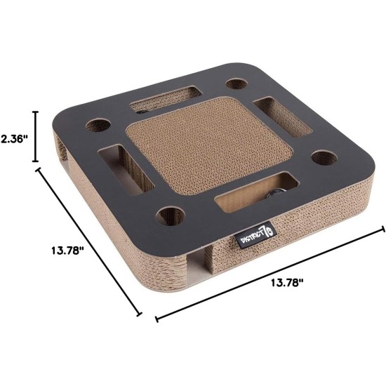 District 70 SPY - Interactive Cat Toy for Cats Made of Corrugated Cardboard with Marble Track - 35 x 35 x 6 cm (One Size) - Black District 70 SPY - Interactive Cat Toy for Cats Made of Corrugated Cardboard with Marble Track - 35 x 35 x 6 cm (One Size) - Black