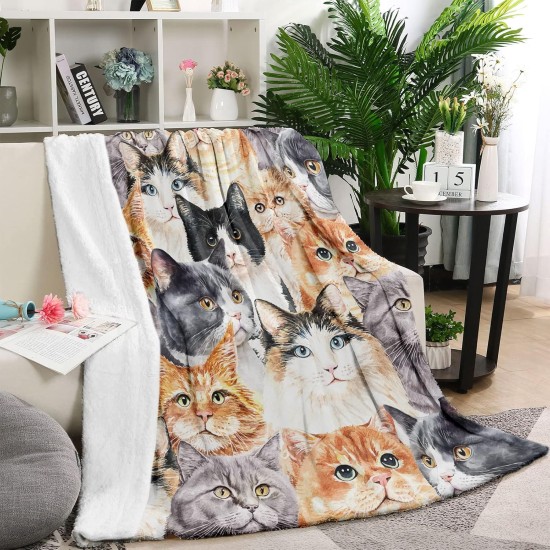 Domgoge Cuddly Blanket with Cat Blanket for Children Girls Flannel Fleece Blanket with Cute Cat for Cat Lovers Plush Blanket Cat Gift Fluffy Blankets Sofa Couch Domgoge Cuddly Blanket with Cat Blanket for Children Girls Flannel Fleece Blanket with Cute Cat for Cat Lovers Plush Blanket Cat Gift Fluffy Blankets Sofa Couch