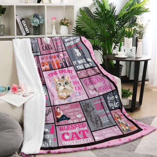 Domgoge Cuddly Blanket with Cat Blanket for Children Girls Flannel Fleece Blanket with Cute Cat for Cat Lovers Plush Blanket Cat Gift Fluffy Blankets Sofa Couch Domgoge Cuddly Blanket with Cat Blanket for Children Girls Flannel Fleece Blanket with Cute Cat for Cat Lovers Plush Blanket Cat Gift Fluffy Blankets Sofa Couch