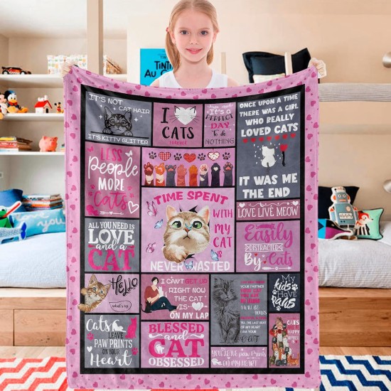 Domgoge Cuddly Blanket with Cat Blanket for Children Girls Flannel Fleece Blanket with Cute Cat for Cat Lovers Plush Blanket Cat Gift Fluffy Blankets Sofa Couch Domgoge Cuddly Blanket with Cat Blanket for Children Girls Flannel Fleece Blanket with Cute Cat for Cat Lovers Plush Blanket Cat Gift Fluffy Blankets Sofa Couch