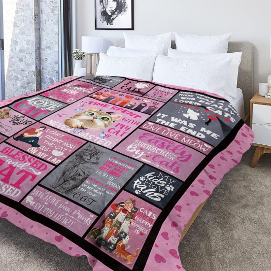 Domgoge Cuddly Blanket with Cat Blanket for Children Girls Flannel Fleece Blanket with Cute Cat for Cat Lovers Plush Blanket Cat Gift Fluffy Blankets Sofa Couch Domgoge Cuddly Blanket with Cat Blanket for Children Girls Flannel Fleece Blanket with Cute Cat for Cat Lovers Plush Blanket Cat Gift Fluffy Blankets Sofa Couch