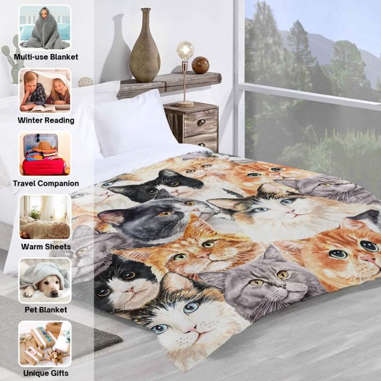Domgoge Cuddly Blanket with Cat Blanket for Children Girls Flannel Fleece Blanket with Cute Cat for Cat Lovers Plush Blanket Cat Gift Fluffy Blankets Sofa Couch Domgoge Cuddly Blanket with Cat Blanket for Children Girls Flannel Fleece Blanket with Cute Cat for Cat Lovers Plush Blanket Cat Gift Fluffy Blankets Sofa Couch