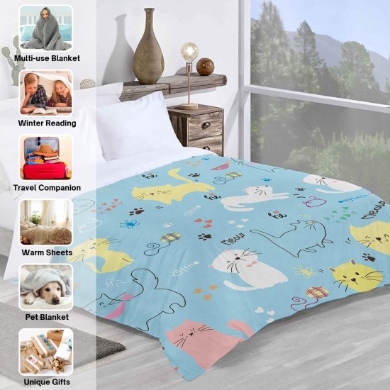 Domgoge Cuddly Blanket with Cat Blanket for Children Girls Flannel Fleece Blanket with Cute Cat for Cat Lovers Plush Blanket Cat Gift Fluffy Blankets Sofa Couch Domgoge Cuddly Blanket with Cat Blanket for Children Girls Flannel Fleece Blanket with Cute Cat for Cat Lovers Plush Blanket Cat Gift Fluffy Blankets Sofa Couch