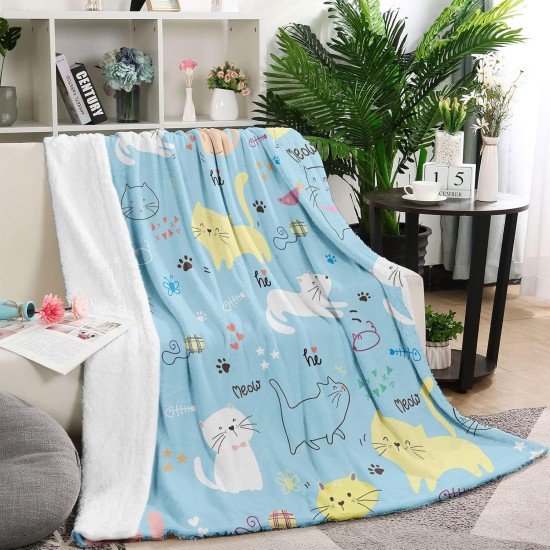 Domgoge Cuddly Blanket with Cat Blanket for Children Girls Flannel Fleece Blanket with Cute Cat for Cat Lovers Plush Blanket Cat Gift Fluffy Blankets Sofa Couch Domgoge Cuddly Blanket with Cat Blanket for Children Girls Flannel Fleece Blanket with Cute Cat for Cat Lovers Plush Blanket Cat Gift Fluffy Blankets Sofa Couch