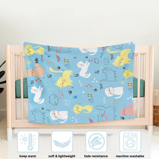 Domgoge Cuddly Blanket with Cat Blanket for Children Girls Flannel Fleece Blanket with Cute Cat for Cat Lovers Plush Blanket Cat Gift Fluffy Blankets Sofa Couch Domgoge Cuddly Blanket with Cat Blanket for Children Girls Flannel Fleece Blanket with Cute Cat for Cat Lovers Plush Blanket Cat Gift Fluffy Blankets Sofa Couch