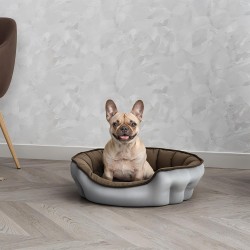 Enjoy Dog Bed & Cat Bed, 59 x 53 x 18 cm, Soft Pet Bed with Padded, Quilted Cushion, Non-Slip Waterproof Base, Washable, Indoor Cuddly Bed for Pets, Light Grey/Taupe Enjoy Dog Bed & Cat Bed, 59 x 53 x 18 cm, Soft Pet Bed with Padded, Quilted Cushion, Non-Slip Waterproof Base, Washable, Indoor Cuddly Bed for Pets, Light Grey/Taupe