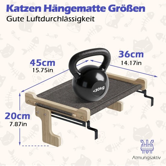 Eukue Cat Hammock Window Seats, Cat Window Lounger for Cats with Solid Wood and Metal, Sturdy Window Sill Cats, Cat Lounger Window, Cat Hanging Bed Window (up to 30 kg) Eukue Cat Hammock Window Seats, Cat Window Lounger for Cats with Solid Wood and Metal, Sturdy Window Sill Cats, Cat Lounger Window, Cat Hanging Bed Window (up to 30 kg)