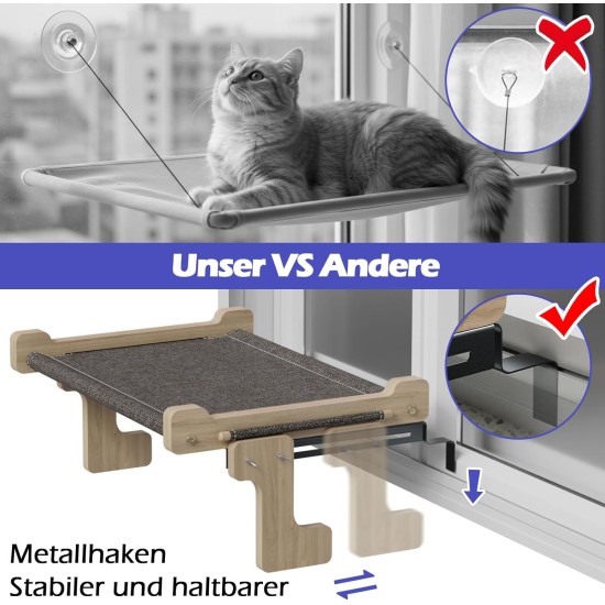 Eukue Cat Hammock Window Seats, Cat Window Lounger for Cats with Solid Wood and Metal, Sturdy Window Sill Cats, Cat Lounger Window, Cat Hanging Bed Window (up to 30 kg) Eukue Cat Hammock Window Seats, Cat Window Lounger for Cats with Solid Wood and Metal, Sturdy Window Sill Cats, Cat Lounger Window, Cat Hanging Bed Window (up to 30 kg)