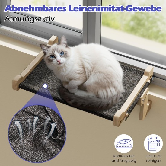 Eukue Cat Hammock Window Seats, Cat Window Lounger for Cats with Solid Wood and Metal, Sturdy Window Sill Cats, Cat Lounger Window, Cat Hanging Bed Window (up to 30 kg) Eukue Cat Hammock Window Seats, Cat Window Lounger for Cats with Solid Wood and Metal, Sturdy Window Sill Cats, Cat Lounger Window, Cat Hanging Bed Window (up to 30 kg)