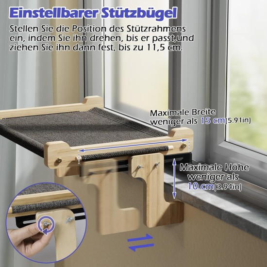 Eukue Cat Hammock Window Seats, Cat Window Lounger for Cats with Solid Wood and Metal, Sturdy Window Sill Cats, Cat Lounger Window, Cat Hanging Bed Window (up to 30 kg) Eukue Cat Hammock Window Seats, Cat Window Lounger for Cats with Solid Wood and Metal, Sturdy Window Sill Cats, Cat Lounger Window, Cat Hanging Bed Window (up to 30 kg)