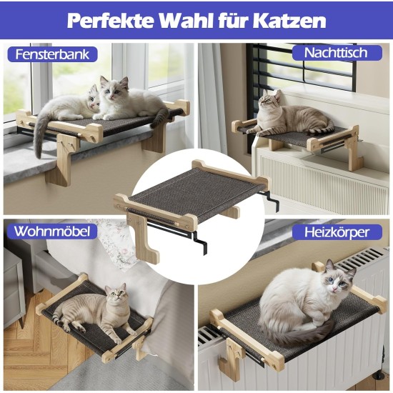 Eukue Cat Hammock Window Seats, Cat Window Lounger for Cats with Solid Wood and Metal, Sturdy Window Sill Cats, Cat Lounger Window, Cat Hanging Bed Window (up to 30 kg) Eukue Cat Hammock Window Seats, Cat Window Lounger for Cats with Solid Wood and Metal, Sturdy Window Sill Cats, Cat Lounger Window, Cat Hanging Bed Window (up to 30 kg)