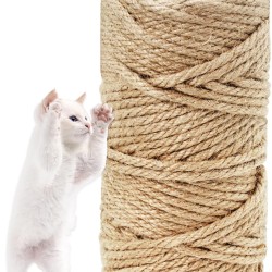 FACAIO Sisal Rope for Scratching Post, Natural Sisal Rope, Multi-Purpose Rope Sisal, Sisal Rope 6 mm, Natural Sisal Rope for Scratching Posts, Rope 6 mm x 40 m Natural Sisal Rope Cat Tree FACAIO Sisal Rope for Scratching Post, Natural Sisal Rope, Multi-Purpose Rope Sisal, Sisal Rope 6 mm, Natural Sisal Rope for Scratching Posts, Rope 6 mm x 40 m Natural Sisal Rope Cat Tree
