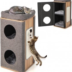 FANTASK 3-Tier Cat Cave Cat Barrel, Cat House with Scratching Board & 3 Mats, Play Barrel for Cats up to 20 kg, Cat Tower, Scratching Post, Cat Furniture FANTASK 3-Tier Cat Cave Cat Barrel, Cat House with Scratching Board & 3 Mats, Play Barrel for Cats up to 20 kg, Cat Tower, Scratching Post, Cat Furniture