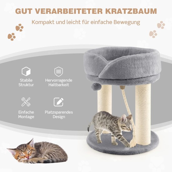 FANTASK 4 in 1 Small Cat Scratching Post with Sisal Rope and Fur Ball, Grey Cat Furniture Climbing Tree, 40 x 40 x 50 cm FANTASK 4 in 1 Small Cat Scratching Post with Sisal Rope and Fur Ball, Grey Cat Furniture Climbing Tree, 40 x 40 x 50 cm