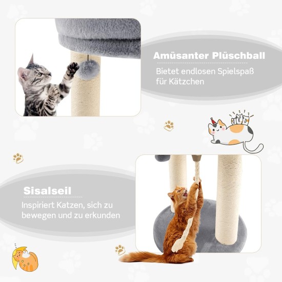 FANTASK 4 in 1 Small Cat Scratching Post with Sisal Rope and Fur Ball, Grey Cat Furniture Climbing Tree, 40 x 40 x 50 cm FANTASK 4 in 1 Small Cat Scratching Post with Sisal Rope and Fur Ball, Grey Cat Furniture Climbing Tree, 40 x 40 x 50 cm