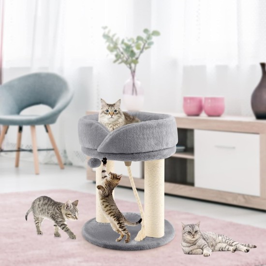 FANTASK 4 in 1 Small Cat Scratching Post with Sisal Rope and Fur Ball, Grey Cat Furniture Climbing Tree, 40 x 40 x 50 cm FANTASK 4 in 1 Small Cat Scratching Post with Sisal Rope and Fur Ball, Grey Cat Furniture Climbing Tree, 40 x 40 x 50 cm