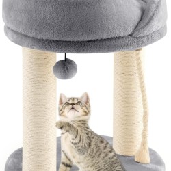 FANTASK 4 in 1 Small Cat Scratching Post with Sisal Rope and Fur Ball, Grey Cat Furniture Climbing Tree, 40 x 40 x 50 cm FANTASK 4 in 1 Small Cat Scratching Post with Sisal Rope and Fur Ball, Grey Cat Furniture Climbing Tree, 40 x 40 x 50 cm