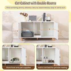 FANTASK Cat Cabinet for Cat Litter Tray, Cat Litter Tray Cabinet with 2 Doors & Scratching Board & 2 Sisal Scratching Mats & Entrance, Cat House for 2 Cats, Cat Furniture Side Table, 108 x 50 x 60 cm FANTASK Cat Cabinet for Cat Litter Tray, Cat Litter Tray Cabinet with 2 Doors & Scratching Board & 2 Sisal Scratching Mats & Entrance, Cat House for 2 Cats, Cat Furniture Side Table, 108 x 50 x 60 cm
