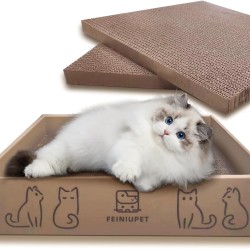 FEINIUPET Cat Scratching Board Set (3-Pack), Large Scratching Pad with Box, Durable & Double-Sided Corrugated Cardboard, Cat Scratcher for Indoor Cats to Scratch, Play and Rest, Non-Toxic, Clean FEINIUPET Cat Scratching Board Set (3-Pack), Large Scratching Pad with Box, Durable & Double-Sided Corrugated Cardboard, Cat Scratcher for Indoor Cats to Scratch, Play and Rest, Non-Toxic, Clean