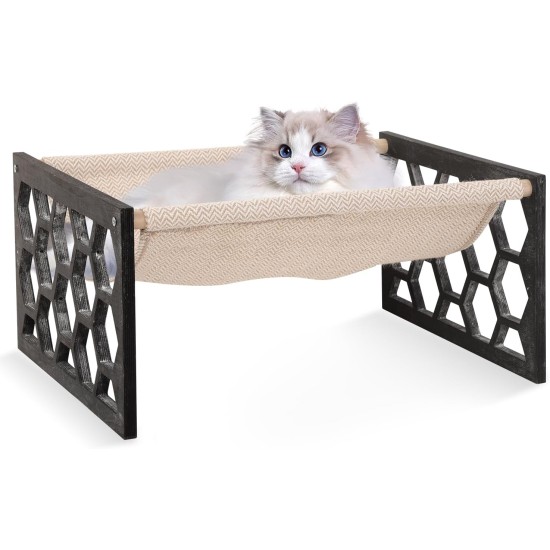 FEUFOAM Pet Cat Hammock Wooden Large Cat Hammock Breathable Washable Raised Dog Bed Rustic Vintage Cat Lounger Play Beds Furniture Lightweight Indoor Outdoor FEUFOAM Pet Cat Hammock Wooden Large Cat Hammock Breathable Washable Raised Dog Bed Rustic Vintage Cat Lounger Play Beds Furniture Lightweight Indoor Outdoor