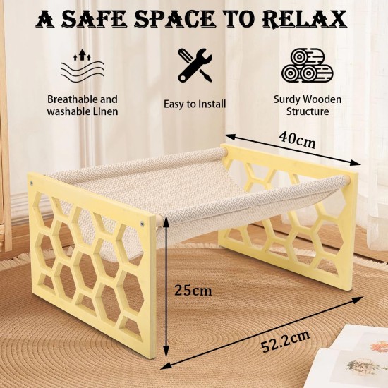 FEUFOAM Pet Cat Hammock Wooden Large Cat Hammock Breathable Washable Raised Dog Bed Rustic Vintage Cat Lounger Play Beds Furniture Lightweight Indoor Outdoor FEUFOAM Pet Cat Hammock Wooden Large Cat Hammock Breathable Washable Raised Dog Bed Rustic Vintage Cat Lounger Play Beds Furniture Lightweight Indoor Outdoor