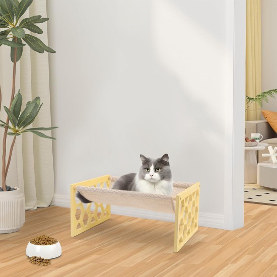 FEUFOAM Pet Cat Hammock Wooden Large Cat Hammock Breathable Washable Raised Dog Bed Rustic Vintage Cat Lounger Play Beds Furniture Lightweight Indoor Outdoor FEUFOAM Pet Cat Hammock Wooden Large Cat Hammock Breathable Washable Raised Dog Bed Rustic Vintage Cat Lounger Play Beds Furniture Lightweight Indoor Outdoor