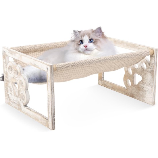 FEUFOAM Pet Cat Hammock Wooden Large Cat Hammock Breathable Washable Raised Dog Bed Rustic Vintage Cat Lounger Play Beds Furniture Lightweight Indoor Outdoor FEUFOAM Pet Cat Hammock Wooden Large Cat Hammock Breathable Washable Raised Dog Bed Rustic Vintage Cat Lounger Play Beds Furniture Lightweight Indoor Outdoor