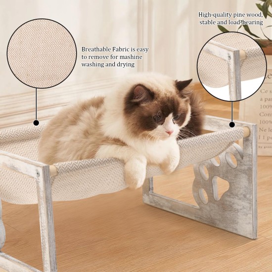FEUFOAM Pet Cat Hammock Wooden Large Cat Hammock Breathable Washable Raised Dog Bed Rustic Vintage Cat Lounger Play Beds Furniture Lightweight Indoor Outdoor FEUFOAM Pet Cat Hammock Wooden Large Cat Hammock Breathable Washable Raised Dog Bed Rustic Vintage Cat Lounger Play Beds Furniture Lightweight Indoor Outdoor