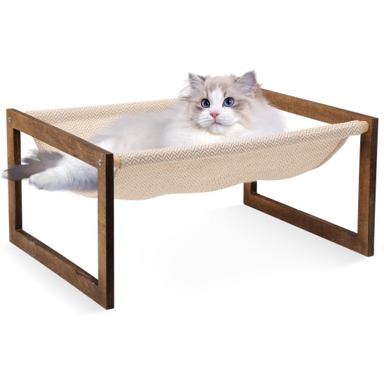 FEUFOAM Pet Cat Hammock Wooden Large Cat Hammock Breathable Washable Raised Dog Bed Rustic Vintage Cat Lounger Play Beds Furniture Lightweight Indoor Outdoor FEUFOAM Pet Cat Hammock Wooden Large Cat Hammock Breathable Washable Raised Dog Bed Rustic Vintage Cat Lounger Play Beds Furniture Lightweight Indoor Outdoor