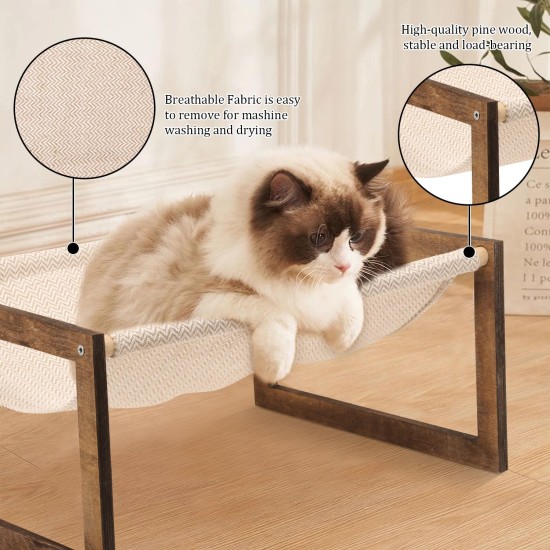 FEUFOAM Pet Cat Hammock Wooden Large Cat Hammock Breathable Washable Raised Dog Bed Rustic Vintage Cat Lounger Play Beds Furniture Lightweight Indoor Outdoor FEUFOAM Pet Cat Hammock Wooden Large Cat Hammock Breathable Washable Raised Dog Bed Rustic Vintage Cat Lounger Play Beds Furniture Lightweight Indoor Outdoor
