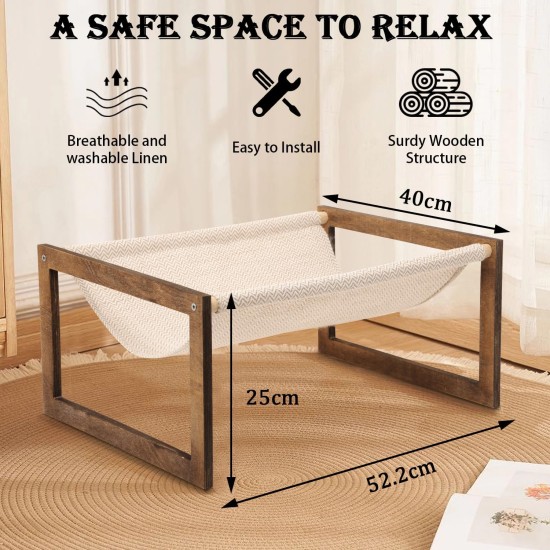 FEUFOAM Pet Cat Hammock Wooden Large Cat Hammock Breathable Washable Raised Dog Bed Rustic Vintage Cat Lounger Play Beds Furniture Lightweight Indoor Outdoor FEUFOAM Pet Cat Hammock Wooden Large Cat Hammock Breathable Washable Raised Dog Bed Rustic Vintage Cat Lounger Play Beds Furniture Lightweight Indoor Outdoor