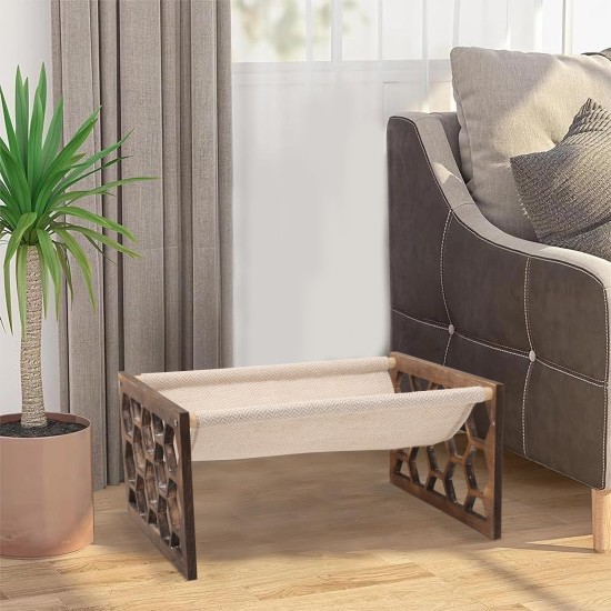 FEUFOAM Pet Cat Hammock Wooden Large Cat Hammock Breathable Washable Raised Dog Bed Rustic Vintage Cat Lounger Play Beds Furniture Lightweight Indoor Outdoor FEUFOAM Pet Cat Hammock Wooden Large Cat Hammock Breathable Washable Raised Dog Bed Rustic Vintage Cat Lounger Play Beds Furniture Lightweight Indoor Outdoor