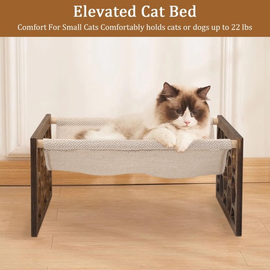 FEUFOAM Pet Cat Hammock Wooden Large Cat Hammock Breathable Washable Raised Dog Bed Rustic Vintage Cat Lounger Play Beds Furniture Lightweight Indoor Outdoor FEUFOAM Pet Cat Hammock Wooden Large Cat Hammock Breathable Washable Raised Dog Bed Rustic Vintage Cat Lounger Play Beds Furniture Lightweight Indoor Outdoor