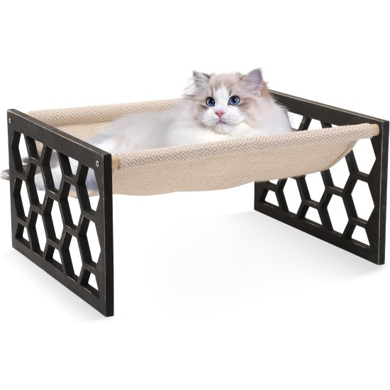 FEUFOAM Pet Cat Hammock Wooden Large Cat Hammock Breathable Washable Raised Dog Bed Rustic Vintage Cat Lounger Play Beds Furniture Lightweight Indoor Outdoor FEUFOAM Pet Cat Hammock Wooden Large Cat Hammock Breathable Washable Raised Dog Bed Rustic Vintage Cat Lounger Play Beds Furniture Lightweight Indoor Outdoor