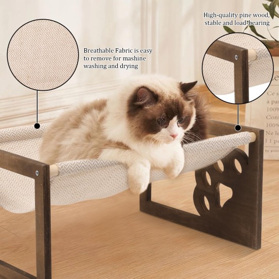 FEUFOAM Pet Cat Hammock Wooden Large Cat Hammock Breathable Washable Raised Dog Bed Rustic Vintage Cat Lounger Play Beds Furniture Lightweight Indoor Outdoor FEUFOAM Pet Cat Hammock Wooden Large Cat Hammock Breathable Washable Raised Dog Bed Rustic Vintage Cat Lounger Play Beds Furniture Lightweight Indoor Outdoor