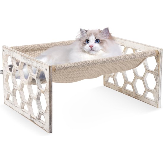 FEUFOAM Pet Cat Hammock Wooden Large Cat Hammock Breathable Washable Raised Dog Bed Rustic Vintage Cat Lounger Play Beds Furniture Lightweight Indoor Outdoor FEUFOAM Pet Cat Hammock Wooden Large Cat Hammock Breathable Washable Raised Dog Bed Rustic Vintage Cat Lounger Play Beds Furniture Lightweight Indoor Outdoor