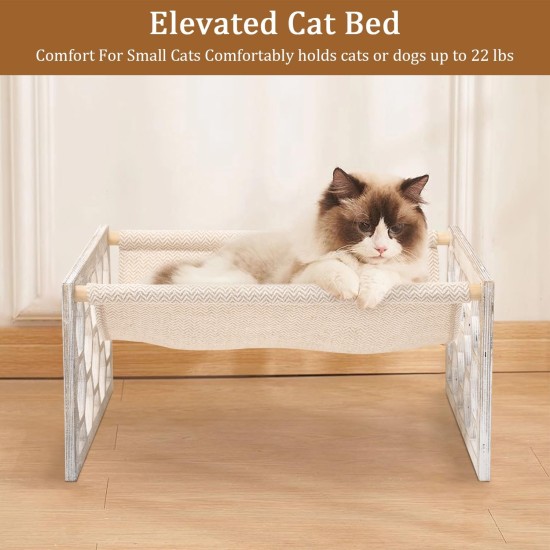 FEUFOAM Pet Cat Hammock Wooden Large Cat Hammock Breathable Washable Raised Dog Bed Rustic Vintage Cat Lounger Play Beds Furniture Lightweight Indoor Outdoor FEUFOAM Pet Cat Hammock Wooden Large Cat Hammock Breathable Washable Raised Dog Bed Rustic Vintage Cat Lounger Play Beds Furniture Lightweight Indoor Outdoor